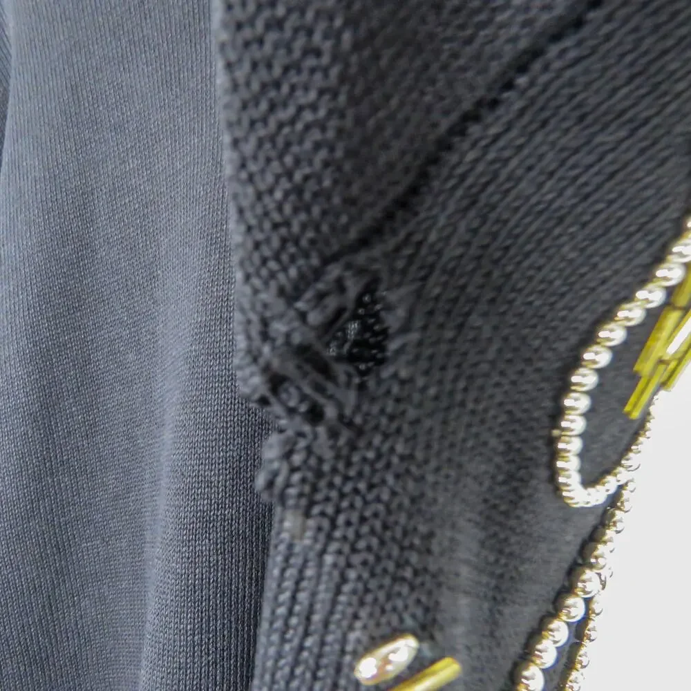 Victoria Jones 1980s Vintage Black & Gold Beaded Embroidered Sweater Large